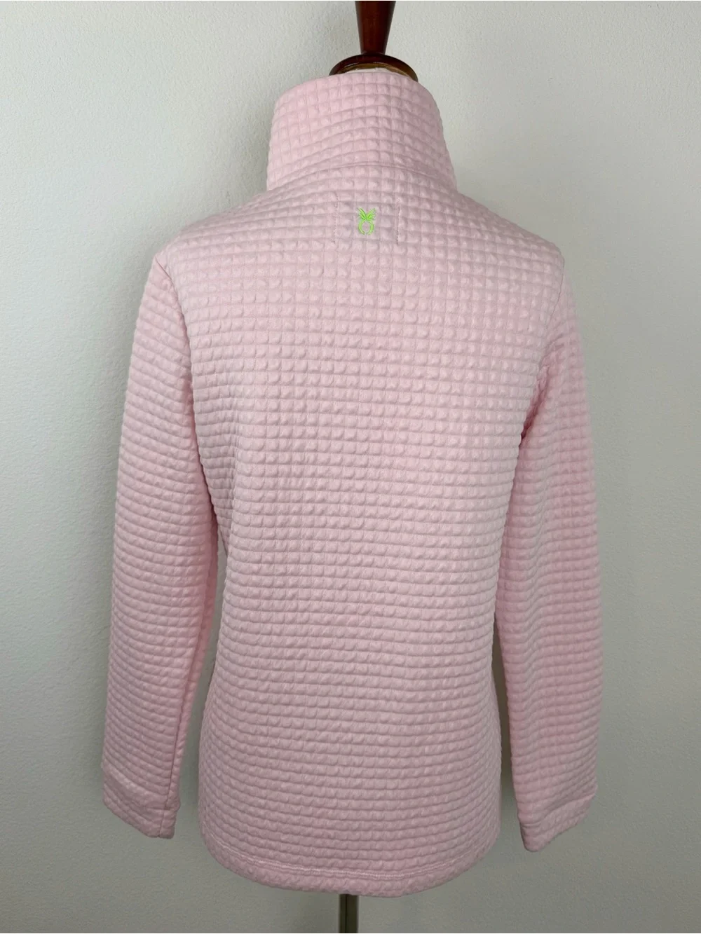 Dudley Stephens Pocomo Pullover 1/4 Zip Quarter Waffle Knit Sweater Pale Pink